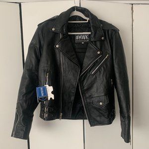 Leather Motorcycle Jacket - HWK - Size Medium